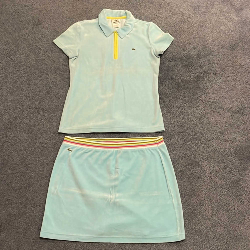 Velour Lacoste Shirt and Skirt set
